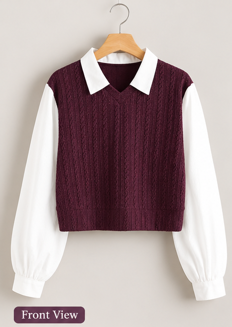 VELVEXA Pretty Partywear Korean Style T-shirt With Styles Designers Sleeve And Collar With Attractive Look For Women